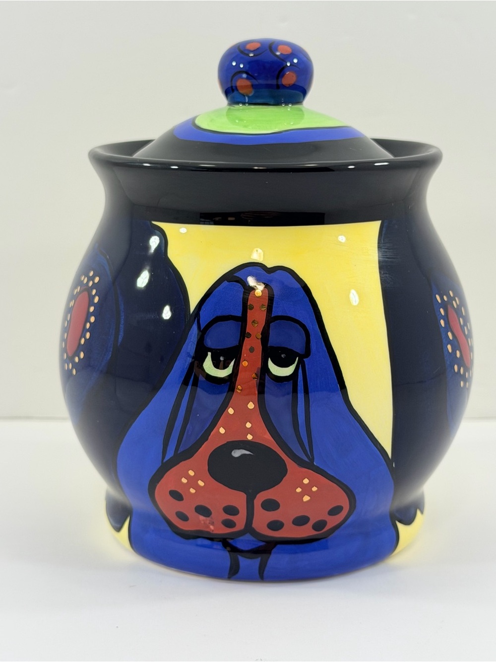 Vintage Lynda Corneille SWAK "Sealed With A Kiss" Whimsical Dog Canister